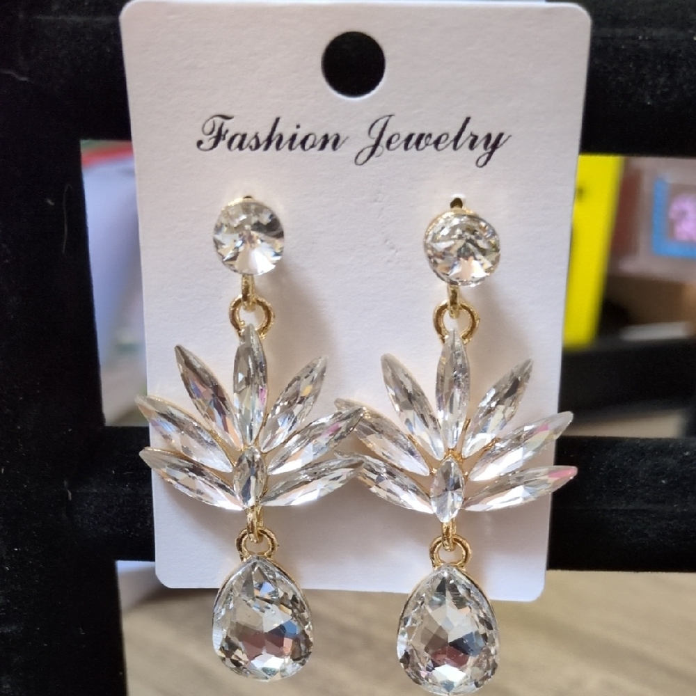 Elegant Gold and Silver Crystal Earrings